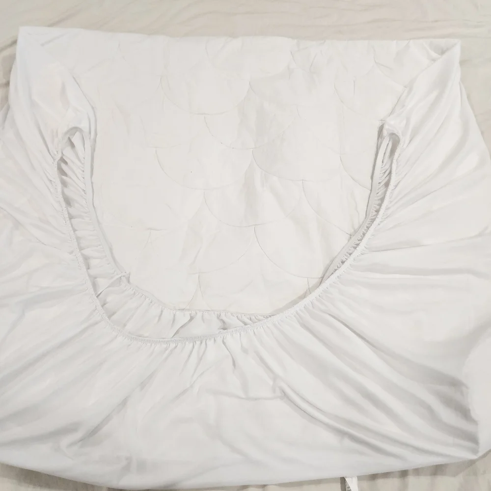 White Quilted Mattress Protector Fitted Sheet Bedding Set